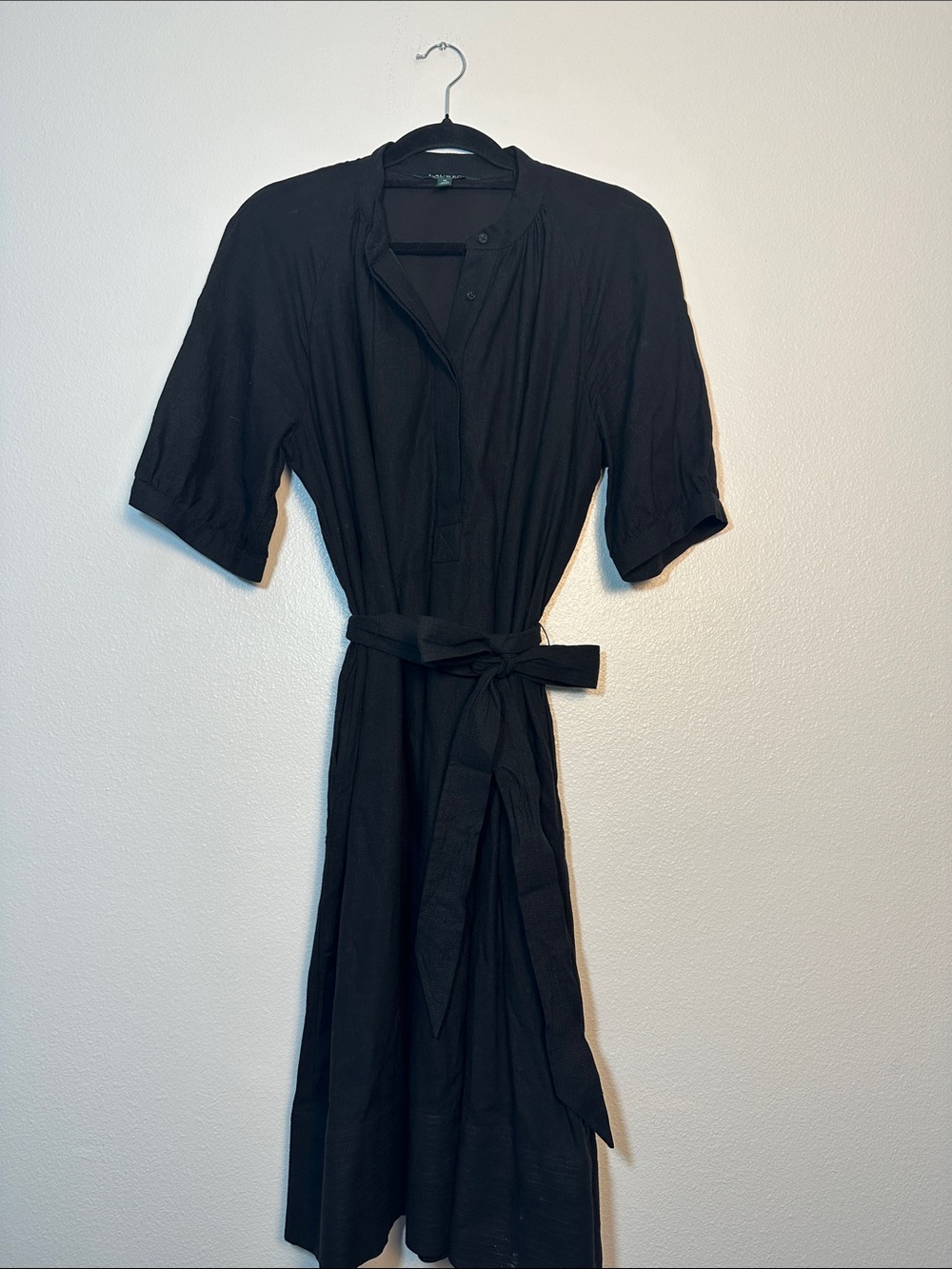 Ralph Lauren Black Tie-Waist Shirt Dress